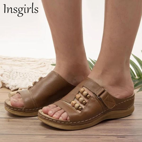 summer retro sandals arrival open toe artificial leather ladies wedge heel home beach slippers 43 large-sized comfy shoes dress, Black
summer retro sandals arrival open toe artificial leather ladies wedge heel home beach slippers 43 large-sized comfy shoes dress, Black