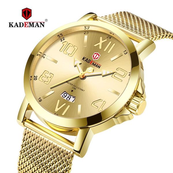 wristwatches kademan gold men's watch calendar stainless steel quartz business wristwatch waterproof relogio masculino, Slivery;brown
wristwatches kademan gold men's watch calendar stainless steel quartz business wristwatch waterproof relogio masculino, Slivery;brown