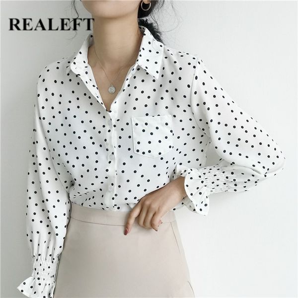 spring pocket polka dots women's shirt female blouse chiffon long sleeve turn-down collar korean style blouses 210428, White
spring pocket polka dots women's shirt female blouse chiffon long sleeve turn-down collar korean style blouses 210428, White