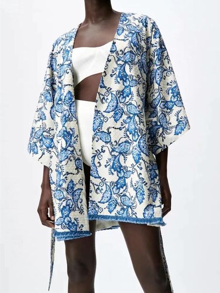 women's blouses & shirts 2021 print kimono woman blouse vintage long sleeve side pocket summer fashion bow belt tassel hem beach women, White
women's blouses & shirts 2021 print kimono woman blouse vintage long sleeve side pocket summer fashion bow belt tassel hem beach women, White