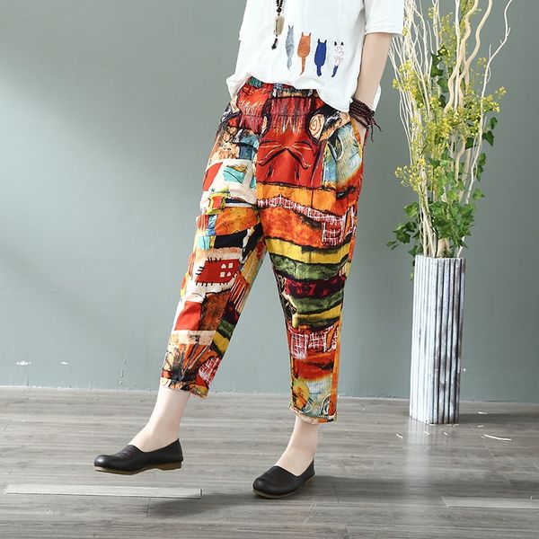 summer women new harem pants floral print casual chinese national cotton linen bottoms elastic waist pants capri 10258, Red
summer women new harem pants floral print casual chinese national cotton linen bottoms elastic waist pants capri 10258, Red