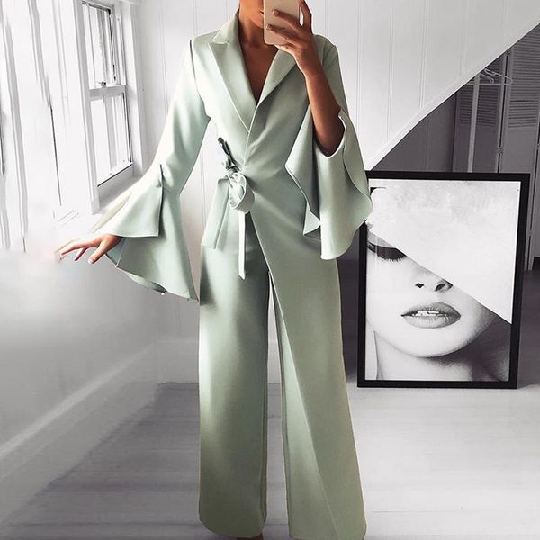 women's jumpsuits & rompers 2021 spring irregular flared sleeve long formal knot side wide leg jumpsuit, Black;white
women's jumpsuits & rompers 2021 spring irregular flared sleeve long formal knot side wide leg jumpsuit, Black;white