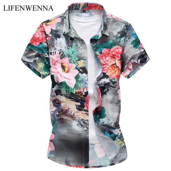 plus size 7xl summer fashion men's shirt slim fit men short sleeve floral shirts mens clothes trend casual mens flower shirt 210528, White;black
plus size 7xl summer fashion men's shirt slim fit men short sleeve floral shirts mens clothes trend casual mens flower shirt 210528, White;black