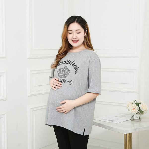 maternity & tees cotton pregnant women large size t-shirt loose bottoming shirt long thin section short-sleeved, White
maternity & tees cotton pregnant women large size t-shirt loose bottoming shirt long thin section short-sleeved, White