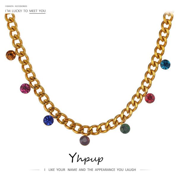 chains yhpup stainless steel chain necklace delicate colorful cubic zirconia collar 18 k plated jewelry bijoux femme, Silver
chains yhpup stainless steel chain necklace delicate colorful cubic zirconia collar 18 k plated jewelry bijoux femme, Silver