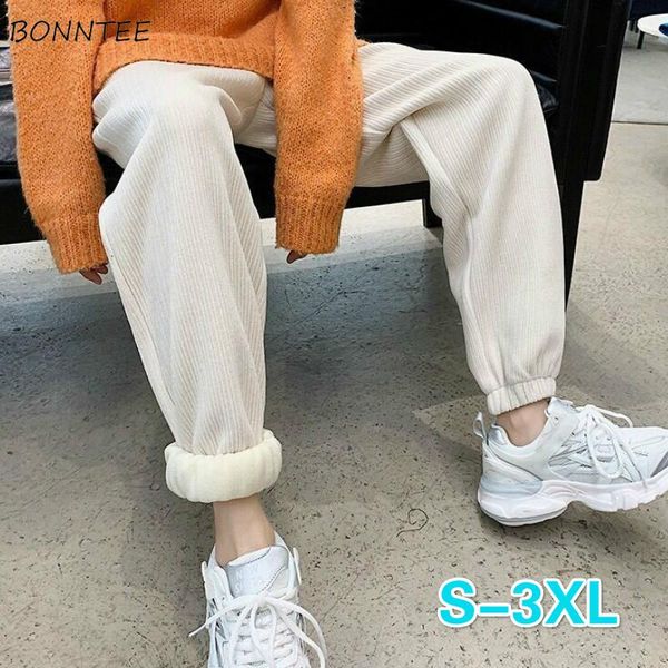 women casual pants plus size 3xl solid corduroy loose simple trousers with velvet female cozy daily elastic waist korean style women's, Black;white
women casual pants plus size 3xl solid corduroy loose simple trousers with velvet female cozy daily elastic waist korean style women's, Black;white