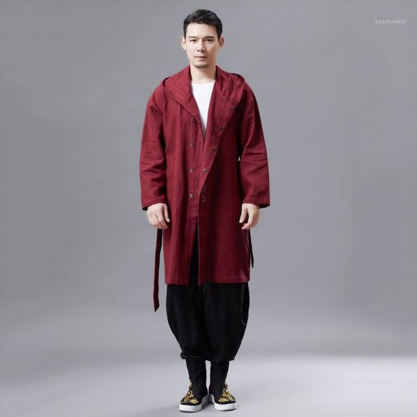men's chinese style loose casual cotton linen long cardigan hooded trench coat autumn winter man vintage streetwear jacket coats, Tan;black
men's chinese style loose casual cotton linen long cardigan hooded trench coat autumn winter man vintage streetwear jacket coats, Tan;black