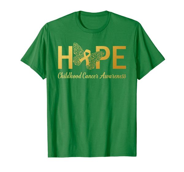hope butterfly gold ribbon childhood cancer awareness t-shirt, White;black 
hope butterfly gold ribbon childhood cancer awareness t-shirt, White;black