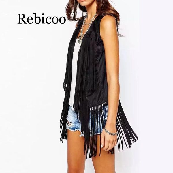 women's vests black vest jacket female autumn and winter national sleeveless tassel cardigan retro imitation suede, Black;white
women's vests black vest jacket female autumn and winter national sleeveless tassel cardigan retro imitation suede, Black;white