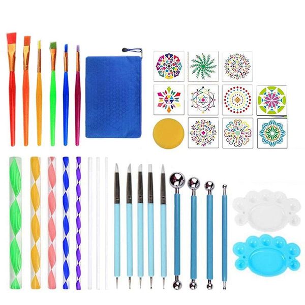 decorative objects & figurines 37pcs mandala dotting tools set, stencil set for rock painting drawing and nail art crafting
decorative objects & figurines 37pcs mandala dotting tools set, stencil set for rock painting drawing and nail art crafting