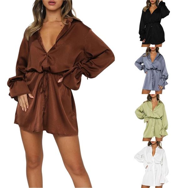 casual dresses women summer loose shirt dress, solid color lapel flared sleeve single-breasted tied skirt for ladies, 5 colors, s//l, Black;gray
casual dresses women summer loose shirt dress, solid color lapel flared sleeve single-breasted tied skirt for ladies, 5 colors, s//l, Black;gray