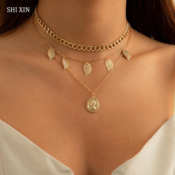 pendant necklaces shixin bohemian multi layered leaves tassel for women fashion gold color choker collar neck jewelry, Silver
pendant necklaces shixin bohemian multi layered leaves tassel for women fashion gold color choker collar neck jewelry, Silver