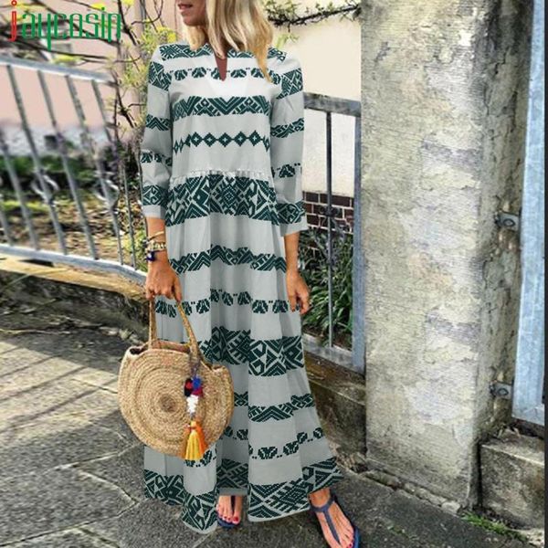 women maxi beach dress loose stitching long sleeve fashion high waist sundress plus size party print summer ladies casual dresses, Black;gray
women maxi beach dress loose stitching long sleeve fashion high waist sundress plus size party print summer ladies casual dresses, Black;gray