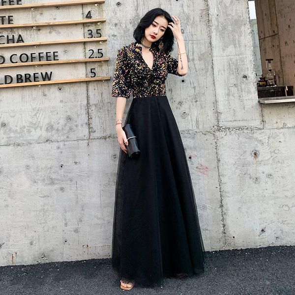 party dresses ae530 formal women elegant fashion a-line sequined long evening v-neck, White;black
party dresses ae530 formal women elegant fashion a-line sequined long evening v-neck, White;black