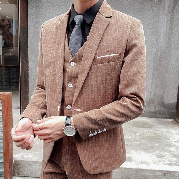men's business formal suit youth slim-fit vertical striped bridegroom wedding dress three-piece suits & blazers, White;black
men's business formal suit youth slim-fit vertical striped bridegroom wedding dress three-piece suits & blazers, White;black