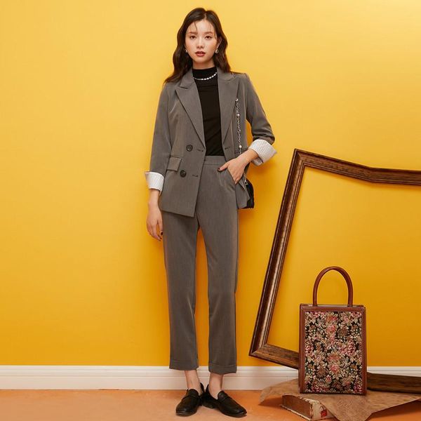 women's two piece pants arrival fashion business trouser suits women long sleeve double breasted office blazer with profession work clo, White
women's two piece pants arrival fashion business trouser suits women long sleeve double breasted office blazer with profession work clo, White