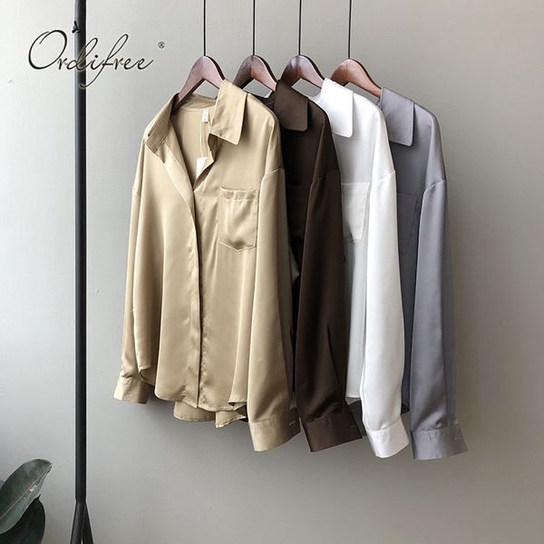 autumn women satin casual loose long sleeve vintage female silk blouse shirt 210415, White
autumn women satin casual loose long sleeve vintage female silk blouse shirt 210415, White