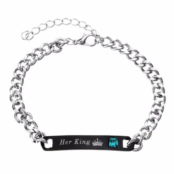 trendy couple lover bracelet carved "her king his queen" charms chain bangles bracelets for women men jewelry pulseira bangle, Black
trendy couple lover bracelet carved "her king his queen" charms chain bangles bracelets for women men jewelry pulseira bangle, Black