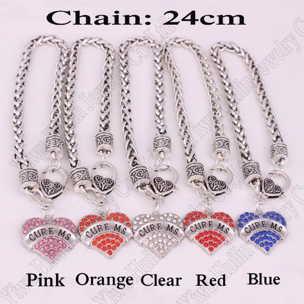 charm bracelets cure ms awareness alert crystal heart silver plated with 24cm(9.4") wheat chain lobster claw bracelet sign jewelry1, Golden;silver
charm bracelets cure ms awareness alert crystal heart silver plated with 24cm(9.4") wheat chain lobster claw bracelet sign jewelry1, Golden;silver