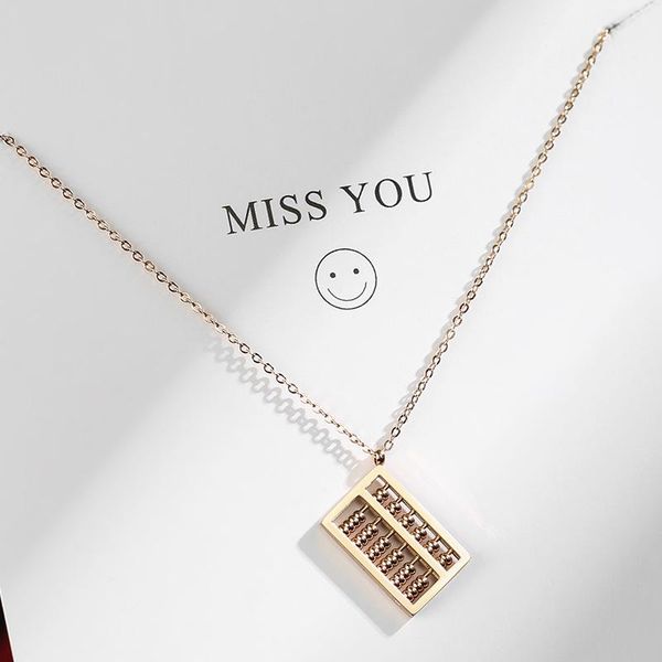 pendant necklaces titanium steel style collarbone necklace women's high-grade light luxury color gold abacus, Silver
pendant necklaces titanium steel style collarbone necklace women's high-grade light luxury color gold abacus, Silver