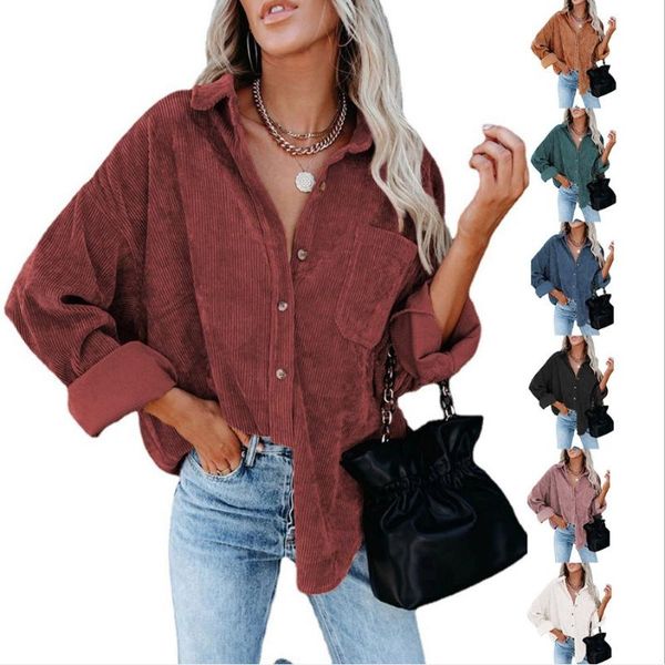 women's jackets long sleeve fall corduroy fabric jacket outfit shirt casual ladies chic lapel coats streetwear autumn, Black;brown
women's jackets long sleeve fall corduroy fabric jacket outfit shirt casual ladies chic lapel coats streetwear autumn, Black;brown