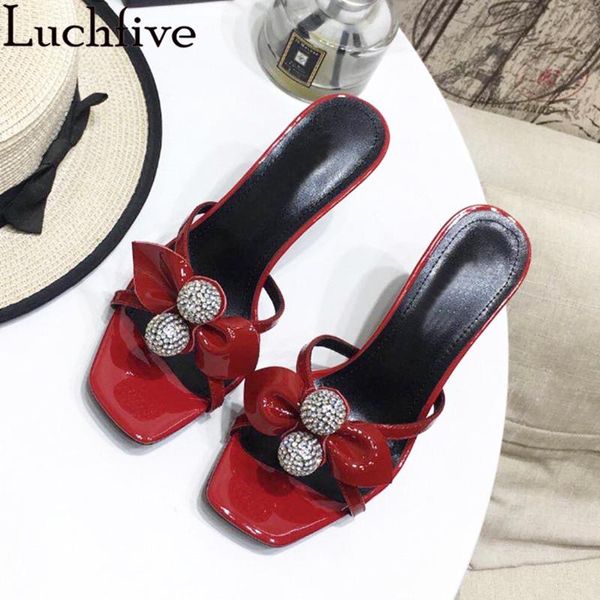 slippers summer sweet thin high heel woman bow crystal ball decoration leather mules square open toe party shoes women, Black
slippers summer sweet thin high heel woman bow crystal ball decoration leather mules square open toe party shoes women, Black