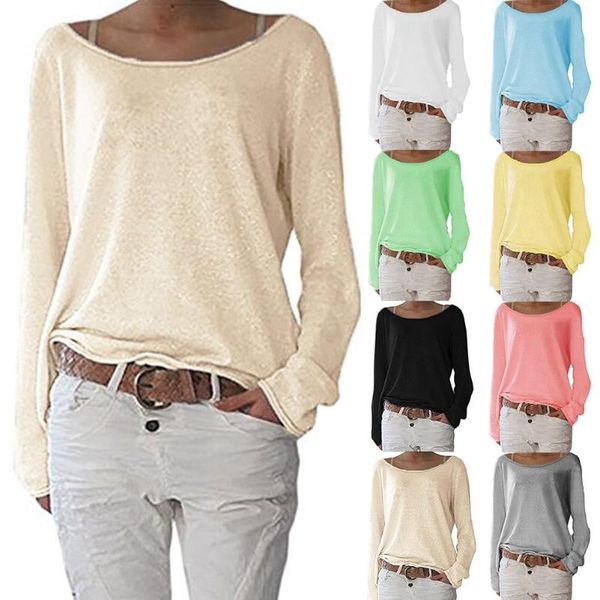 women's t-shirt solid color casual round neck long sleeve women knitted bottoming office t-shirts for autumn, White
women's t-shirt solid color casual round neck long sleeve women knitted bottoming office t-shirts for autumn, White