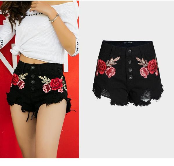 women's jeans shorts black high waist three-dimensional floral embroidery wide leg pants loose ripped women tsl064, Blue
women's jeans shorts black high waist three-dimensional floral embroidery wide leg pants loose ripped women tsl064, Blue