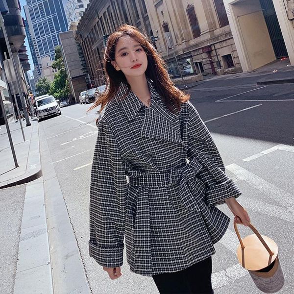 women's wool & blends cmaz 2021 autumn winter retro plaid woolen blazer women, Black
women's wool & blends cmaz 2021 autumn winter retro plaid woolen blazer women, Black