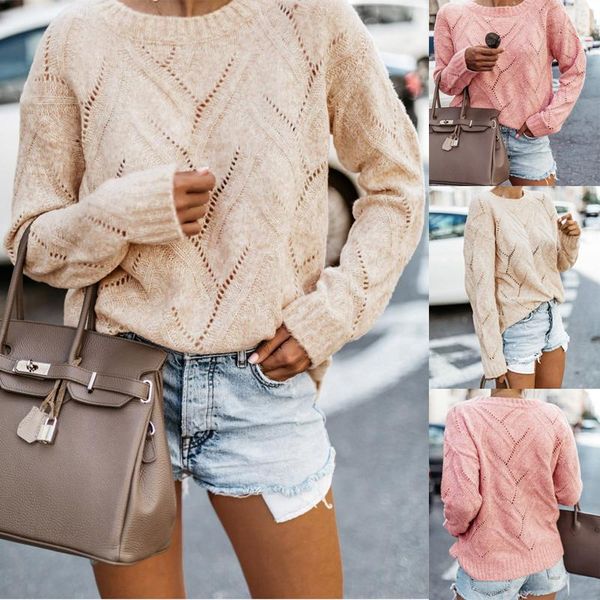 women's sweaters women casual loose sweater 2021 autumn winter solid office ladies knitted hollow out long sleeve o-neck pullover top, White;black
women's sweaters women casual loose sweater 2021 autumn winter solid office ladies knitted hollow out long sleeve o-neck pullover top, White;black