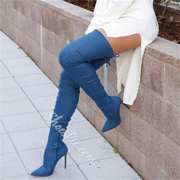 boot blue selling denies thigh toe tips plus fabric stretch long at knee high heels boots spring, Black
boot blue selling denies thigh toe tips plus fabric stretch long at knee high heels boots spring, Black