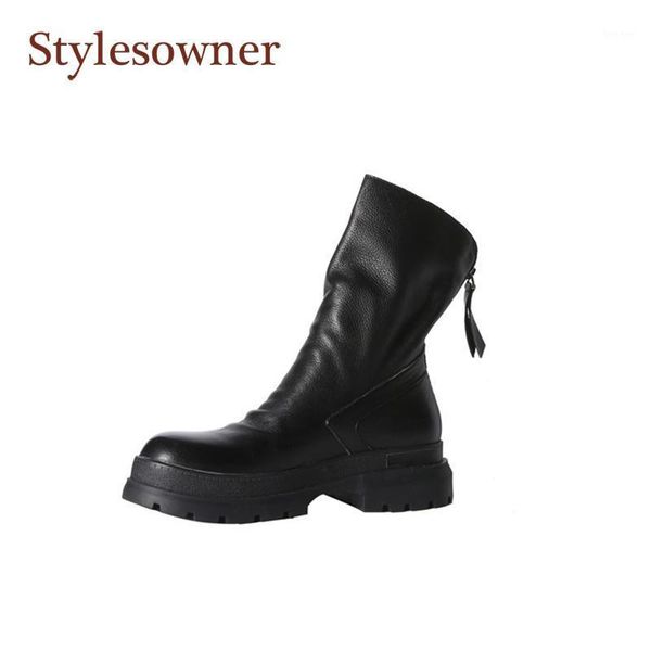 boots leather back zipper women's spring autumn round toe thick bottom heel mid tube casual all-match short1, Black
boots leather back zipper women's spring autumn round toe thick bottom heel mid tube casual all-match short1, Black