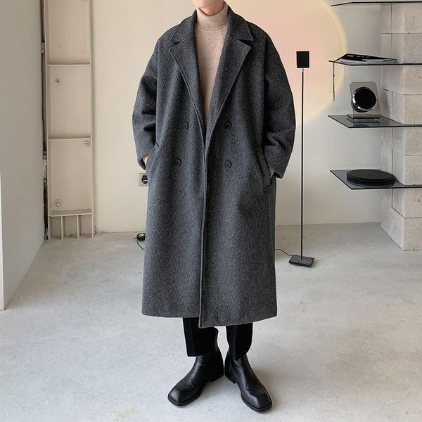 men's wool & blends warm korean style overcoat men coat winter knee length minimalist fashion casual manteau homme hiver loose clothing, Black
men's wool & blends warm korean style overcoat men coat winter knee length minimalist fashion casual manteau homme hiver loose clothing, Black