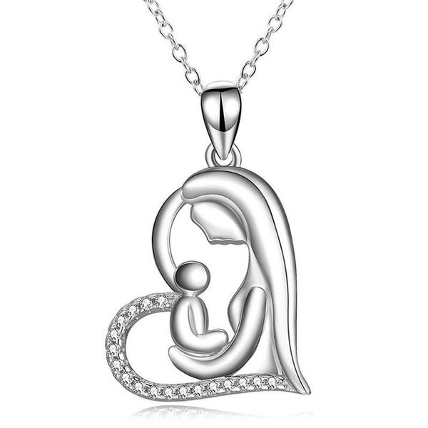pendant necklaces loye mom baby heart shape hanging necklace setting cubic zirconia clavicle chain for women mother's day gifts, Silver
pendant necklaces loye mom baby heart shape hanging necklace setting cubic zirconia clavicle chain for women mother's day gifts, Silver
