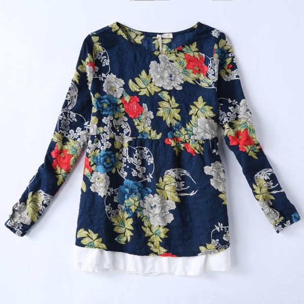 women's blouses & shirts 2021 cotton linen women chiffon blouse summer o-neck long sleeve flower print vintage soft blue female casual, White
women's blouses & shirts 2021 cotton linen women chiffon blouse summer o-neck long sleeve flower print vintage soft blue female casual, White