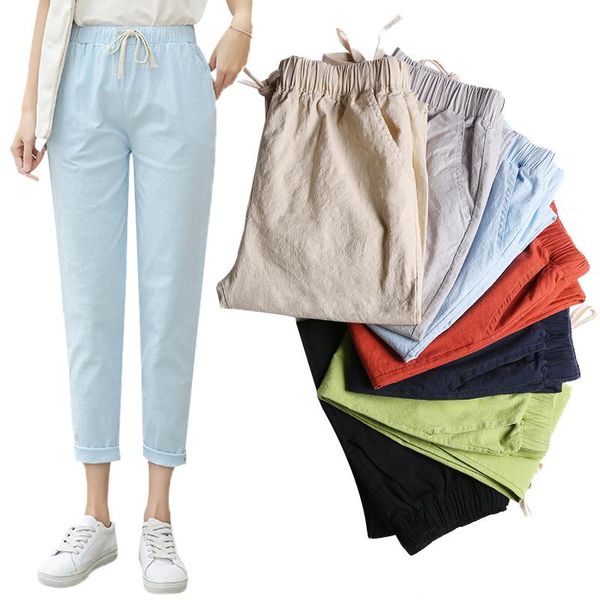 women's pants & capris summer pencil women cotton and linen trousers loose harem elastic waist mid drawstring casual, Black;white
women's pants & capris summer pencil women cotton and linen trousers loose harem elastic waist mid drawstring casual, Black;white