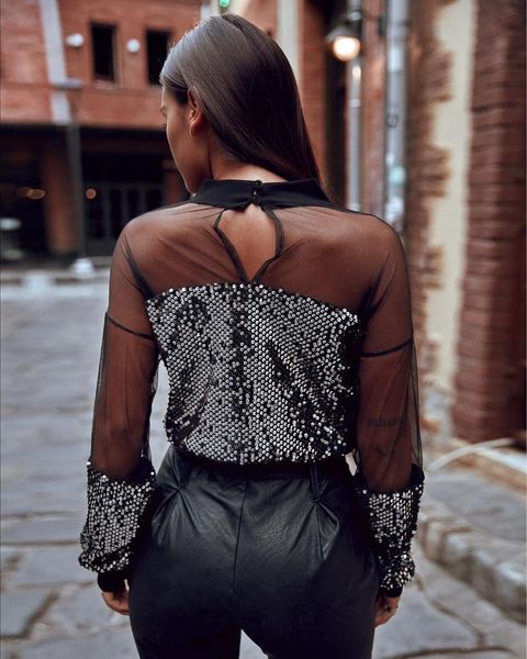 spring summer women see through mesh blouse long sleeve transparent elegant shiny shirt high neck women's blouses & shirts, White
spring summer women see through mesh blouse long sleeve transparent elegant shiny shirt high neck women's blouses & shirts, White
