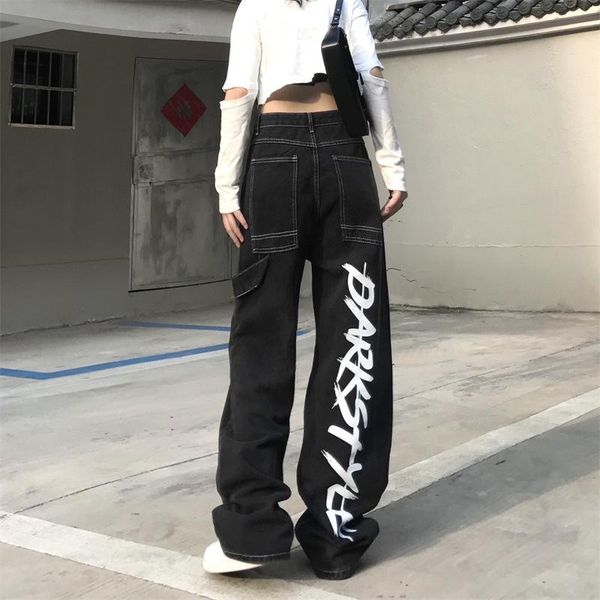 women's jeans ins style american letter printed casual men and women retro straight wide-leg black trousers, Blue
women's jeans ins style american letter printed casual men and women retro straight wide-leg black trousers, Blue