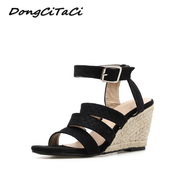 dress shoes dongcitaci 2021 women wedges sandals casual rope ankle strap slingback gladiator woman peep toe rome, Black
dress shoes dongcitaci 2021 women wedges sandals casual rope ankle strap slingback gladiator woman peep toe rome, Black