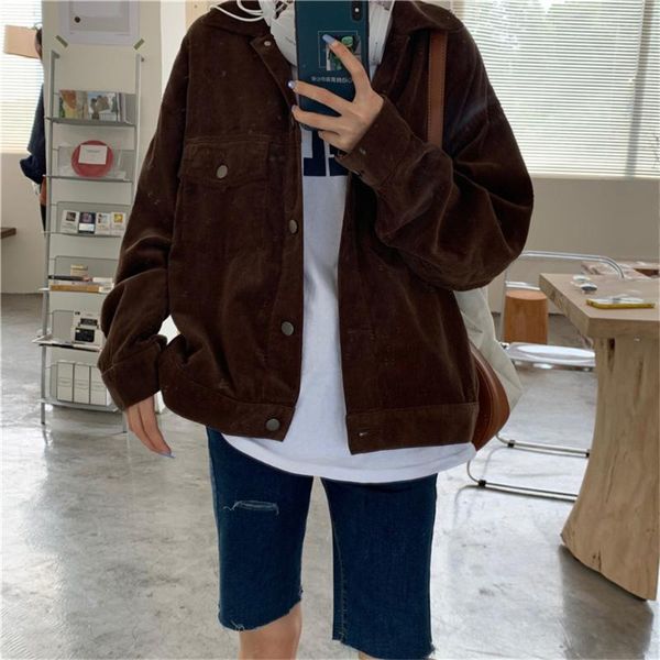women's jackets alien kitty brown corduroy thicken coats casuasl women 2021 autumn chic stylish oversize femme ol all match loose, Black;brown
women's jackets alien kitty brown corduroy thicken coats casuasl women 2021 autumn chic stylish oversize femme ol all match loose, Black;brown