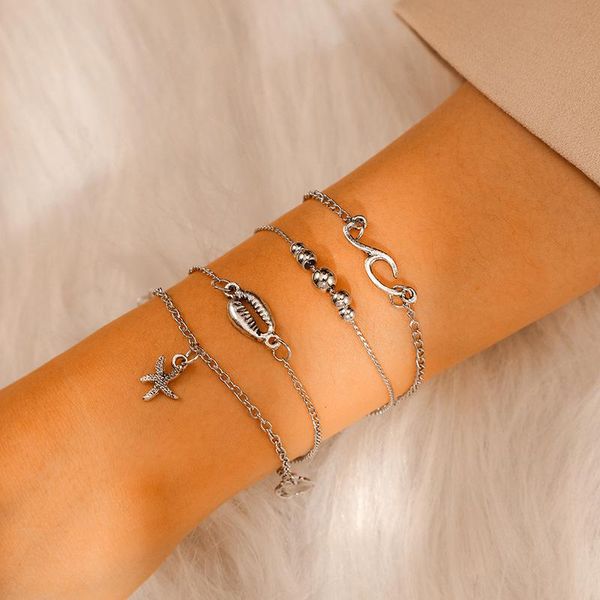charm bracelets 4 pcs/set silver sea shell for women link chain starfish seashell on the leg friendship 2021, Golden;silver
charm bracelets 4 pcs/set silver sea shell for women link chain starfish seashell on the leg friendship 2021, Golden;silver