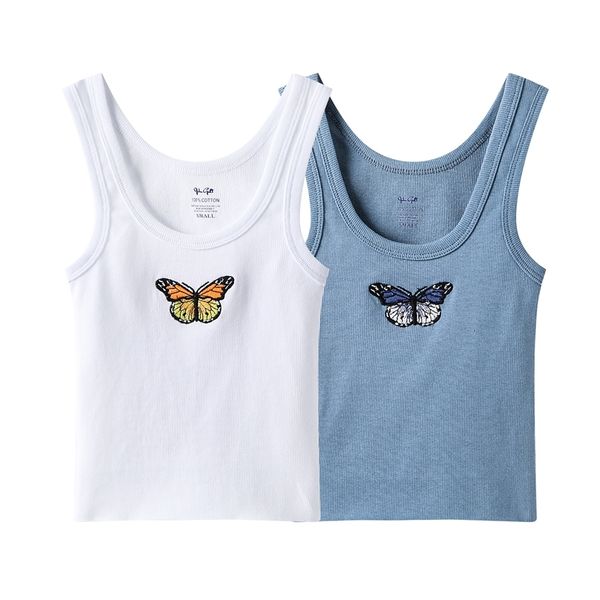 sweet soft cotton camisole butterfly embroidery white vest women whort summer sling outerwear highwaist female chic 210521
sweet soft cotton camisole butterfly embroidery white vest women whort summer sling outerwear highwaist female chic 210521