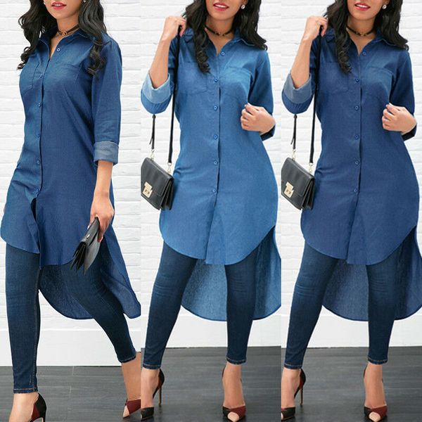 women's denim shirt casual long sleeve cardigan tunic vintage button down denim long sleeve blue jean, White
women's denim shirt casual long sleeve cardigan tunic vintage button down denim long sleeve blue jean, White