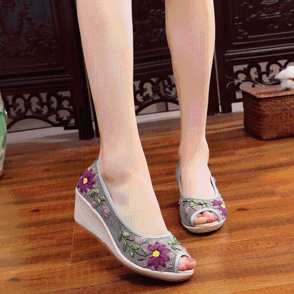 dress shoes yourseason ladies silk flowers embroidery 6cm wedge peep toe platform pumps comfort cotton linen mid heel summer women, Black
dress shoes yourseason ladies silk flowers embroidery 6cm wedge peep toe platform pumps comfort cotton linen mid heel summer women, Black