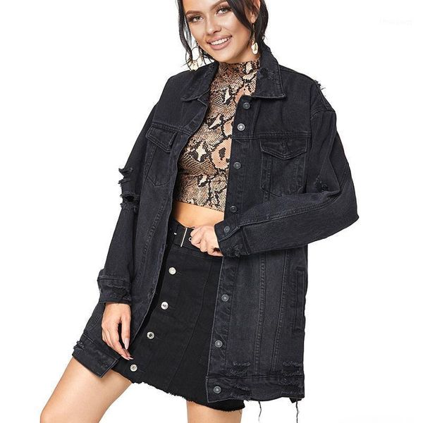 women's jackets women spring fall casual mid long turn down collar denim coat teenager girl vintage ripped solid black jean jacket oute, Black;brown
women's jackets women spring fall casual mid long turn down collar denim coat teenager girl vintage ripped solid black jean jacket oute, Black;brown