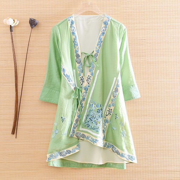 dress high-end summer women jacket chinese style retro embroidery elegant loose lady coat hanfu female s-2xl, Black;gray
dress high-end summer women jacket chinese style retro embroidery elegant loose lady coat hanfu female s-2xl, Black;gray