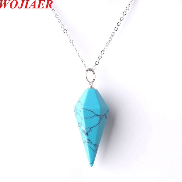 wojiaer pendant necklace natural turquoise gem stone reiki chakra dangle beads jewelry hexagonal pyramid z9090, Silver
wojiaer pendant necklace natural turquoise gem stone reiki chakra dangle beads jewelry hexagonal pyramid z9090, Silver