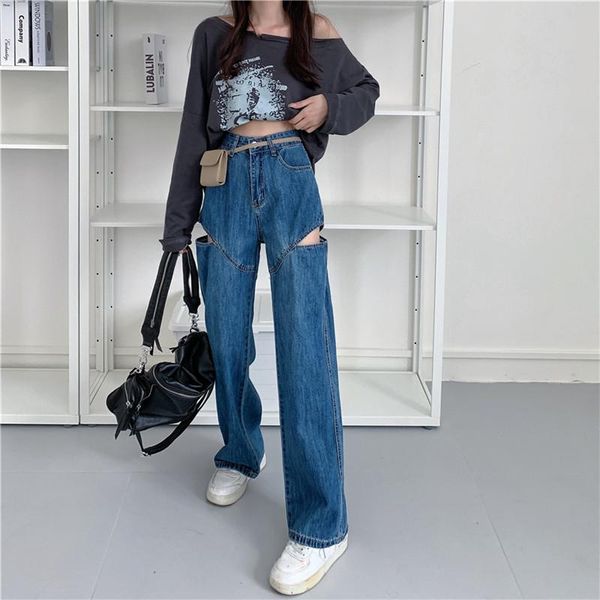 women's jeans 2021 pantalones de mujer women y2k high waist denim straight pants female hollow out mop trousers casual wear clothes p29, Blue
women's jeans 2021 pantalones de mujer women y2k high waist denim straight pants female hollow out mop trousers casual wear clothes p29, Blue