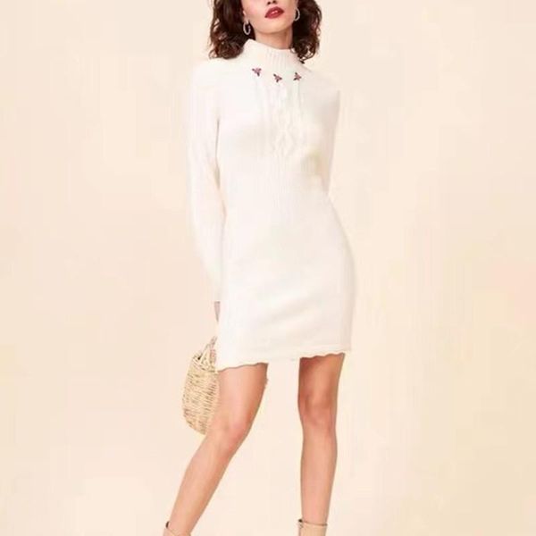 casual dresses women knit long sleeve mini dress white red half turtleneck slim floral embroidery sweet ladies knitwear short robes 2021, Black;gray
casual dresses women knit long sleeve mini dress white red half turtleneck slim floral embroidery sweet ladies knitwear short robes 2021, Black;gray