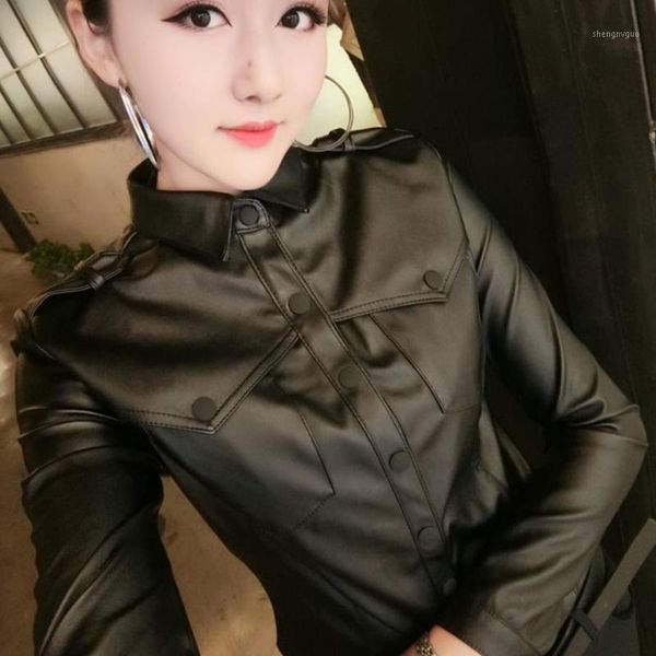 women women's pu leather long sleeve shirt blouse lady fashion casual elegant business shirts blouses &, White
women women's pu leather long sleeve shirt blouse lady fashion casual elegant business shirts blouses &, White